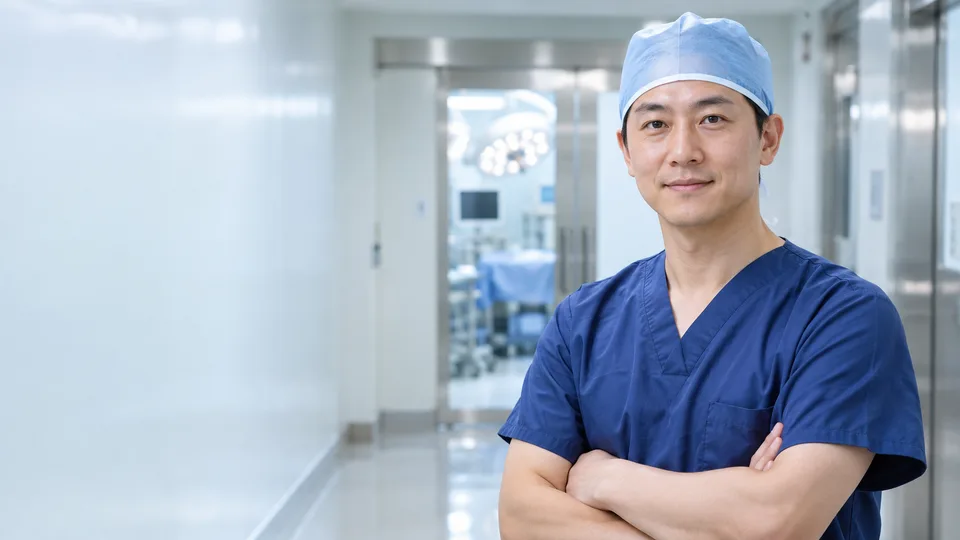 수술복 차림의 의사