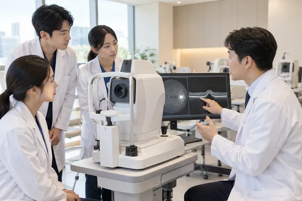 새로 도입한 정밀검사 장비 앞의 의료진